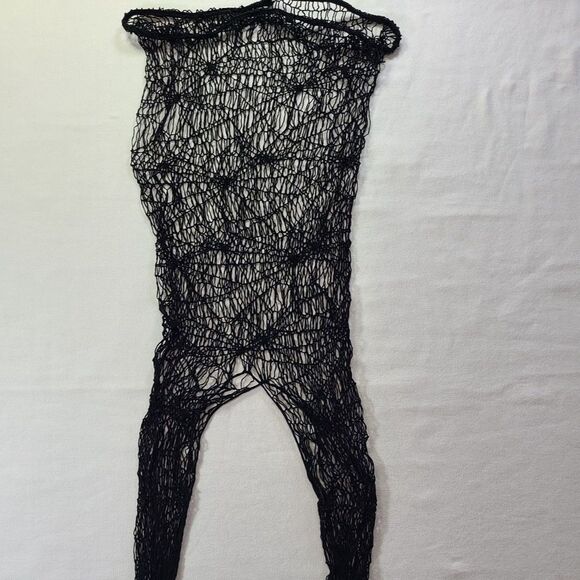 Black Spiderweb Tights Pantyhose Stockings Size Small Gothic Halloween - Picture 3 of 4
